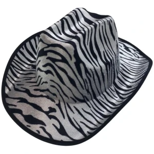 ZEBRA HAT Adult Cowboy Print Wild West Costume Party Fancy Dress Fedora