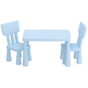 1 Keezi Kids Table and 2 Chairs Set Blue