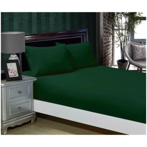 1000TC Ultra Soft Fitted Sheet & Pillowcase Set - King Single Size Bed - Dark Green