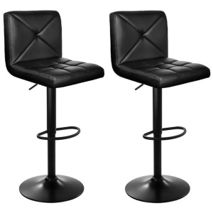 2x Bar Stools Kitchen Dining Chairs Gas Lift Stool Leather Black