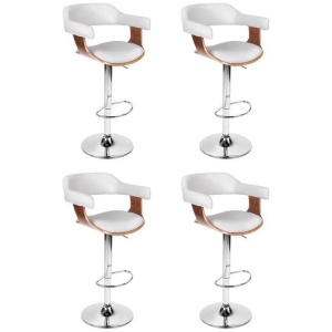 4x Artiss Bar Stools Gas Lift Leather with Armrest White