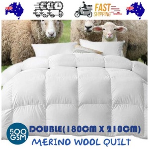 500 GSM Australian Merino Wool Quilt Duvet Doona Summer Winter Double 180cm x 210cm