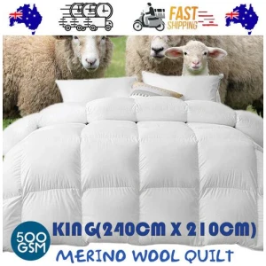 500 GSM Australian Merino Wool Quilt Duvet Doona Summer Winter King 240cm x 210cm