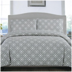 Artex Grey Stars Quilt Cover Set Queen
