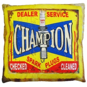 Australian Mancave Retro Cushion Champion Checked Cleaned 40 x 40 cm