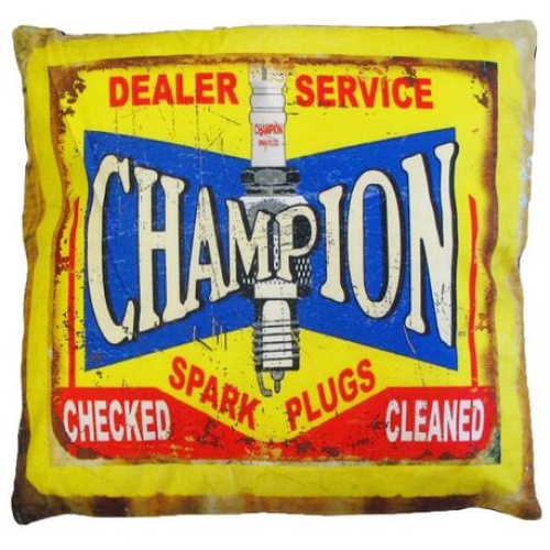 Australian Mancave Retro Cushion Champion Checked Cleaned 40 x 40 cm