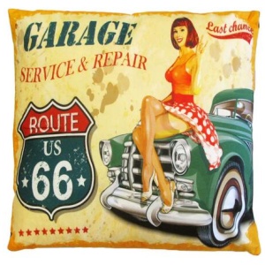 Australian Mancave Retro Cushion Route 66 40 x 40 cm