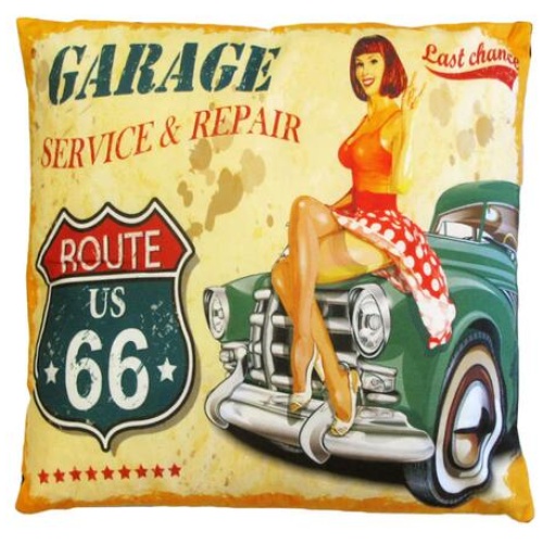 Australian Mancave Retro Cushion Route 66 40 x 40 cm