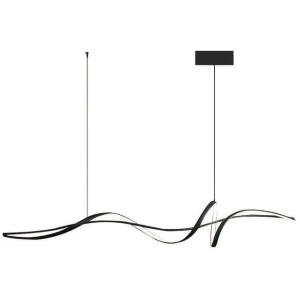 BAMDECOR A036 Modern LED Linear Pendant Lights with Dimmable LED and Adjustable Hanging Length 160cm -Black