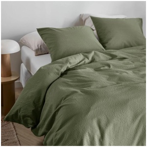 Bedding House Summer Green Seersucker Cotton Quilt Cover Set King