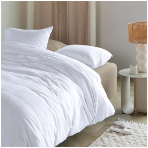 Bedding House Summer White Seersucker Cotton Quilt Cover Set King