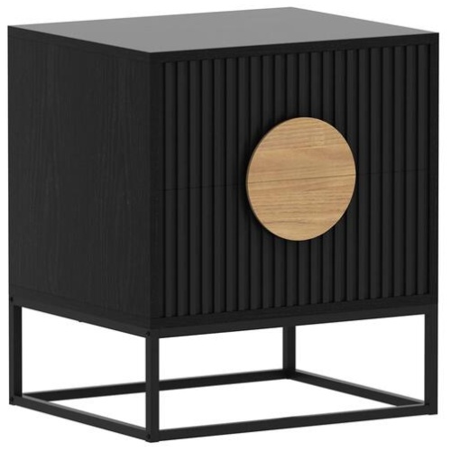 Belmonte Fluted Bedside Table in Black