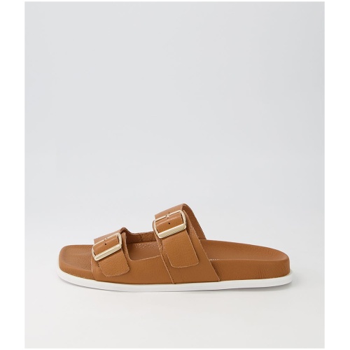 Django & Juliette Daiki Dj Tan Leather Tan Sandals Womens Shoes Casual Sandals Flat Sandals
