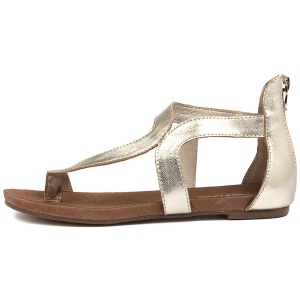 Django & Juliette Jackson Pale Gold Leather Pale Gold Sandals Womens Shoes Casual Sandals Flat Sandals
