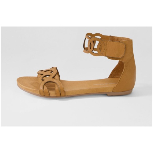 Django & Juliette Jubu Dj Dk Tan Leather Dk Tan Sandals Womens Shoes Casual Sandals Flat Sandals