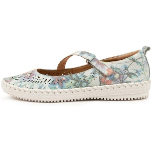 Django & Juliette Pingu Dj White Floral Leather White Floral Sandals Womens Shoes Casual Sandals Flat Sandals