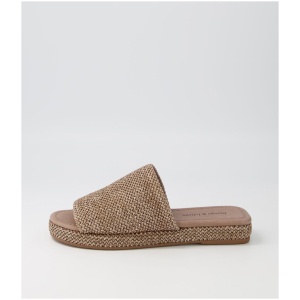 Django & Juliette Sameh Dj Coffee Woven Syn Raffia Coffee Sandals Womens Shoes Casual Sandals Flat Sandals