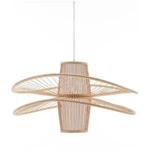 Elysian Breeze Double Natural Hand-Woven Bamboo Double Wide Pendant Lamp Light
