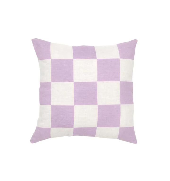 Ex Display - Check 40cm Square Cushion - Lavender by Interior Secrets - AfterPay Available