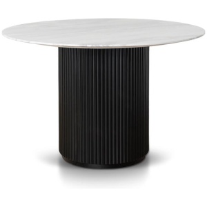 Ex Display - Elino 1.2m Round White Marble Dining Table - Black by Interior Secrets - AfterPay Available
