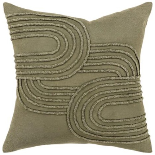 Ex Display - Gatsby Cotton 50cm x 50cm Cushion Feather Inserts - Olive by Interior Secrets - AfterPay Available