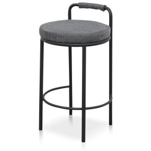 Ex Display - Karimi 65cm Bar Stool - Charcoal Grey by Interior Secrets - AfterPay Available