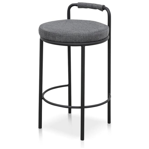 Ex Display - Karimi 65cm Bar Stool - Charcoal Grey by Interior Secrets - AfterPay Available