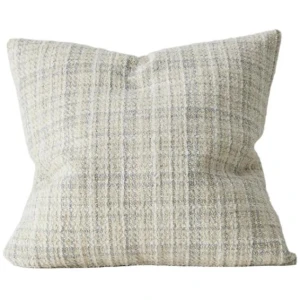 Ex Display - Tripoli Artisanal Woven Check 50cm Cushion - Pearl by Interior Secrets - AfterPay Available