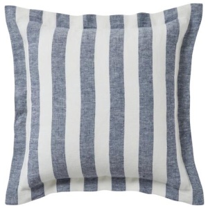 Ex Display - Weave Luca 50cm European Linen Stripe Cushion - Ocean by Interior Secrets - AfterPay Available