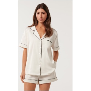 Forever New Women's Allegra 2pc Short Sleeve PJ Set in White Stardust