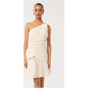 Forever New Women's Dakota Petite Ruched Bow Mini Dress in Porcelain