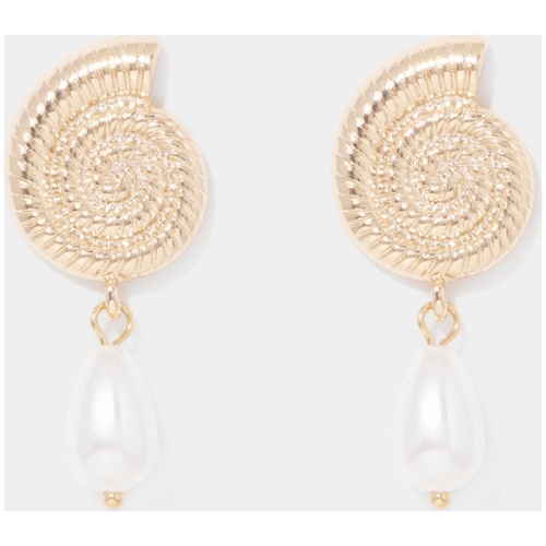 Forever New Women's Felicia Shell Swirl Earring in Gold/Pearl