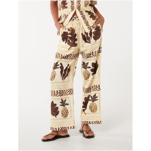 Forever New Women's Frankie Linen Straight Leg Pant in Aurora Tropical Co-Ord