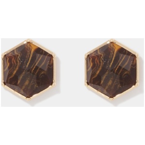 Forever New Women's Halle Hexagon Stone Stud Earrings in Brown
