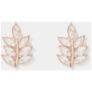 Forever New Women's Lorelei Leaf Stone Stud Earrings in Rose Gold/Crystal