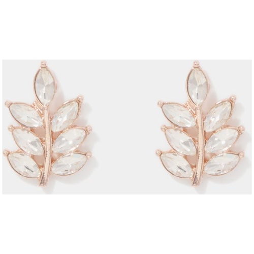Forever New Women's Lorelei Leaf Stone Stud Earrings in Rose Gold/Crystal