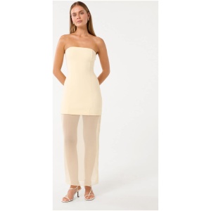 Forever New Women's Pamela Sheer Strapless Midi Dress in Lemon Drop