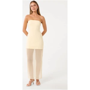Forever New Women's Pamela Sheer Strapless Midi Dress in Lemon Drop