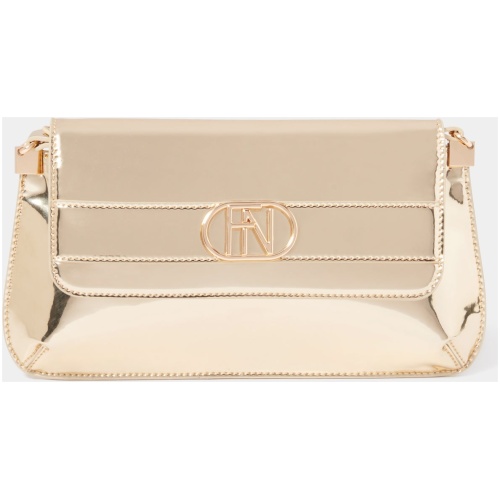 Forever New Women's Shiloh Sleek Plate Shoulder Bag Signature in Gold