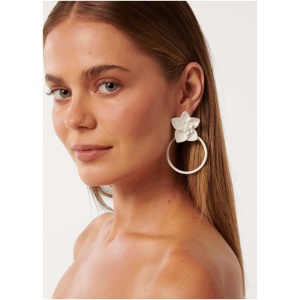 Forever New Women's Signature Frieda Flower Hoop Earrings in White