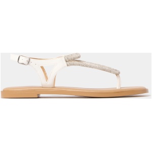Forever New Women's Tallulah Diamanté Flat Sandals in White