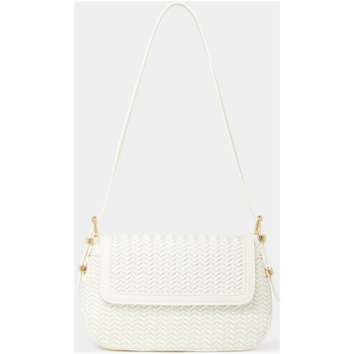 Forever New Women's Windsor Weave Shoulder Bag in White Weave