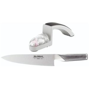 Global Classic 20cm Cooks Knife & Minosharp Set