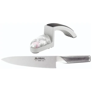 Global Classic 20cm Cooks Knife & Minosharp Set