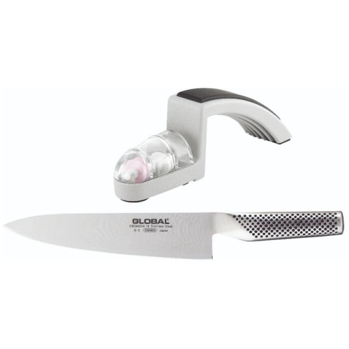 Global Classic 20cm Cooks Knife & Minosharp Set