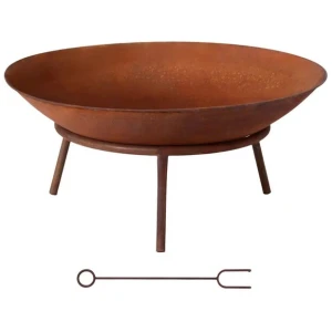 Grillz 56cm Fire Pit Iron Rustic Bowl Outdoor