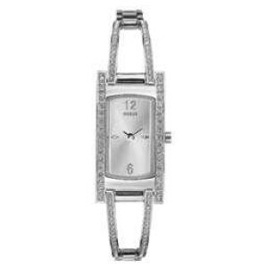Guess Audrey Polished Silver Tone Case With Crystals Sunray Silver Glitz Dial And Polished Silver Tone Bracelet With Adjustable G Links GW0680L1