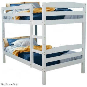 KINGSTON SLUMBER Single Bunk Bed Frame, Solid Pine 2-in-1 Modular Design, White