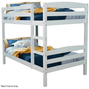 KINGSTON SLUMBER Single Bunk Bed Frame, Solid Pine 2-in-1 Modular Design, White
