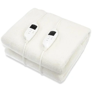 Laura Hill Heated Electric Blanket Double Size Fitted Fleece Underlay Winter Throw - White
